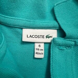 Size 6, Lacoste polo. Worn twice. Smoke free, pet free home.
